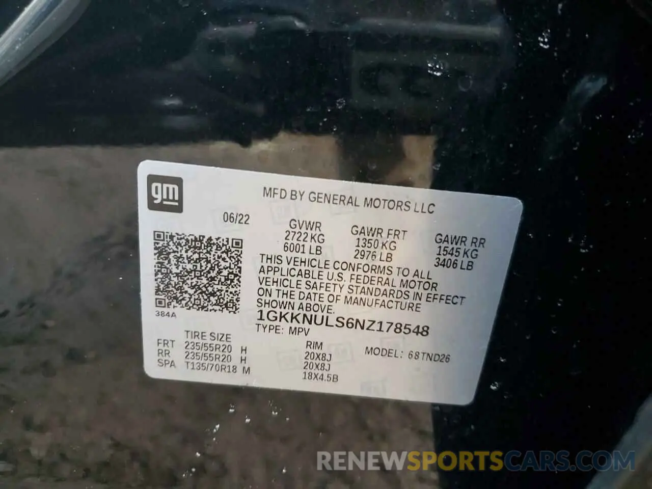 13 Photograph of a damaged car 1GKKNULS6NZ178548 GMC ACADIA 2022