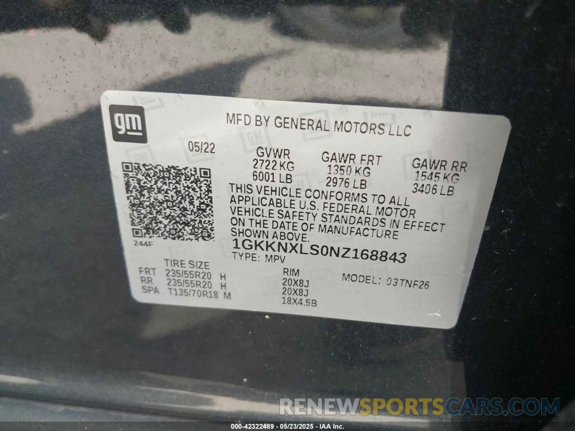 9 Photograph of a damaged car 1GKKNXLS0NZ168843 GMC ACADIA 2022