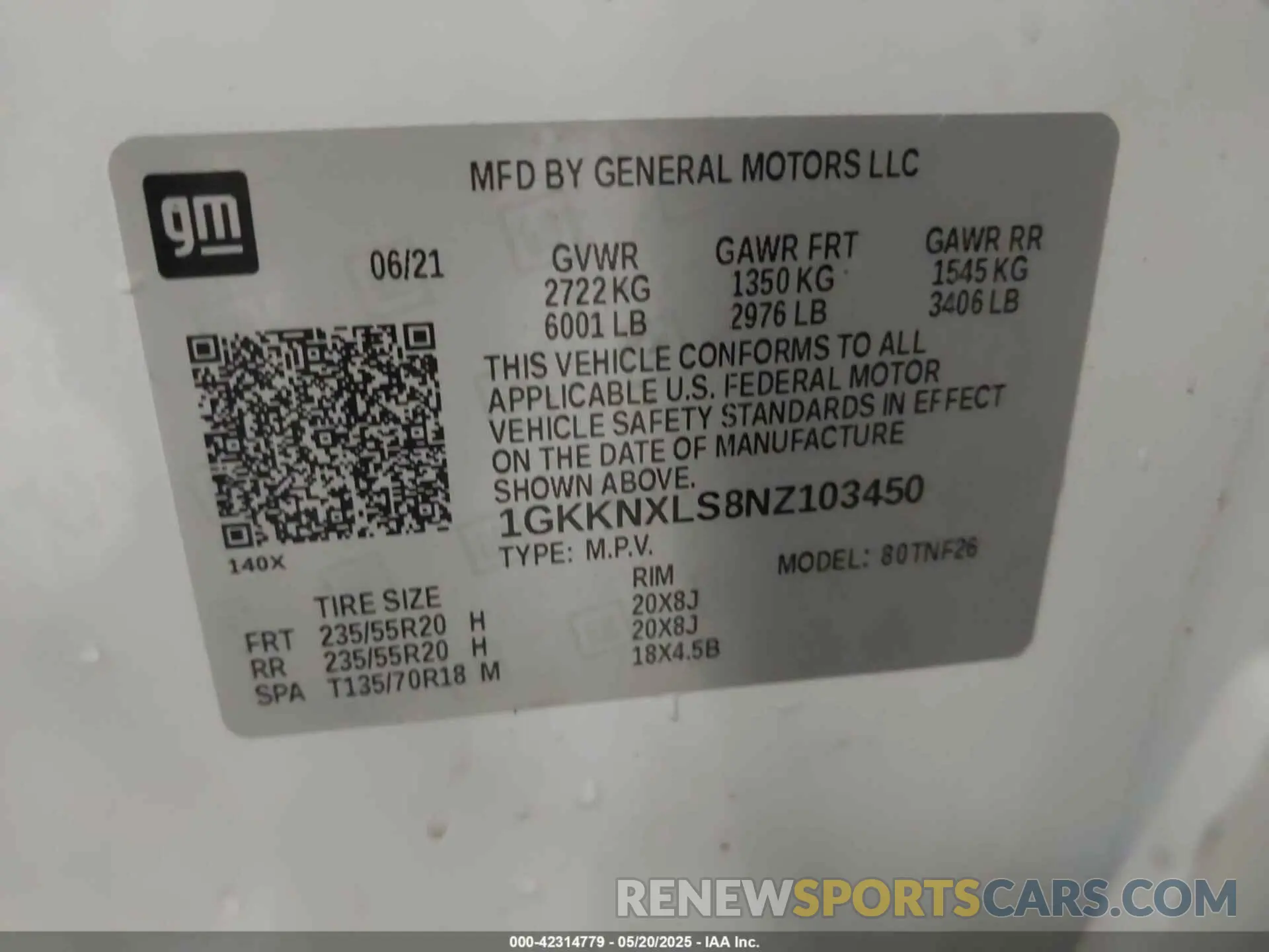9 Фотография поврежденного автомобиля 1GKKNXLS8NZ103450 GMC ACADIA 2022