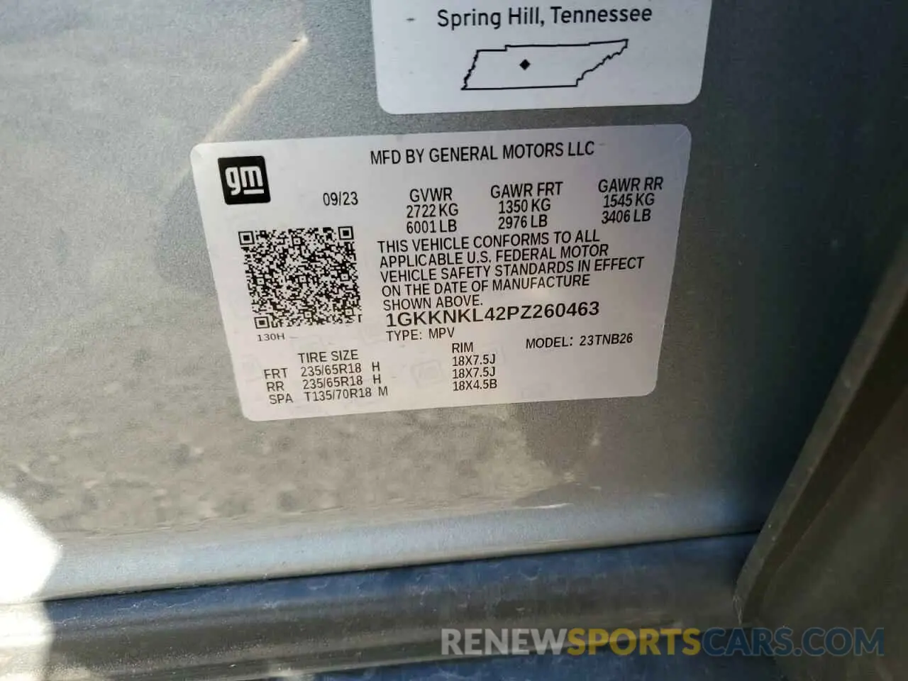 13 Photograph of a damaged car 1GKKNKL42PZ260463 GMC ACADIA 2023