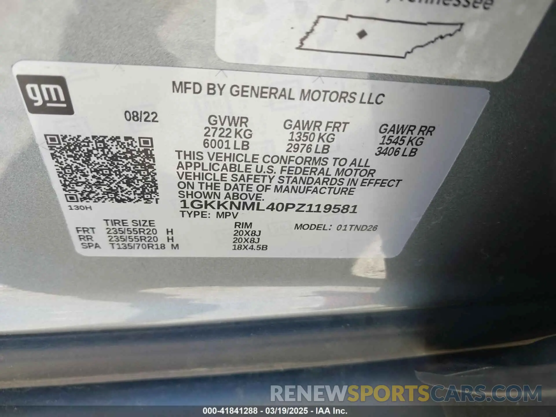 9 Фотография поврежденного автомобиля 1GKKNML40PZ119581 GMC ACADIA 2023
