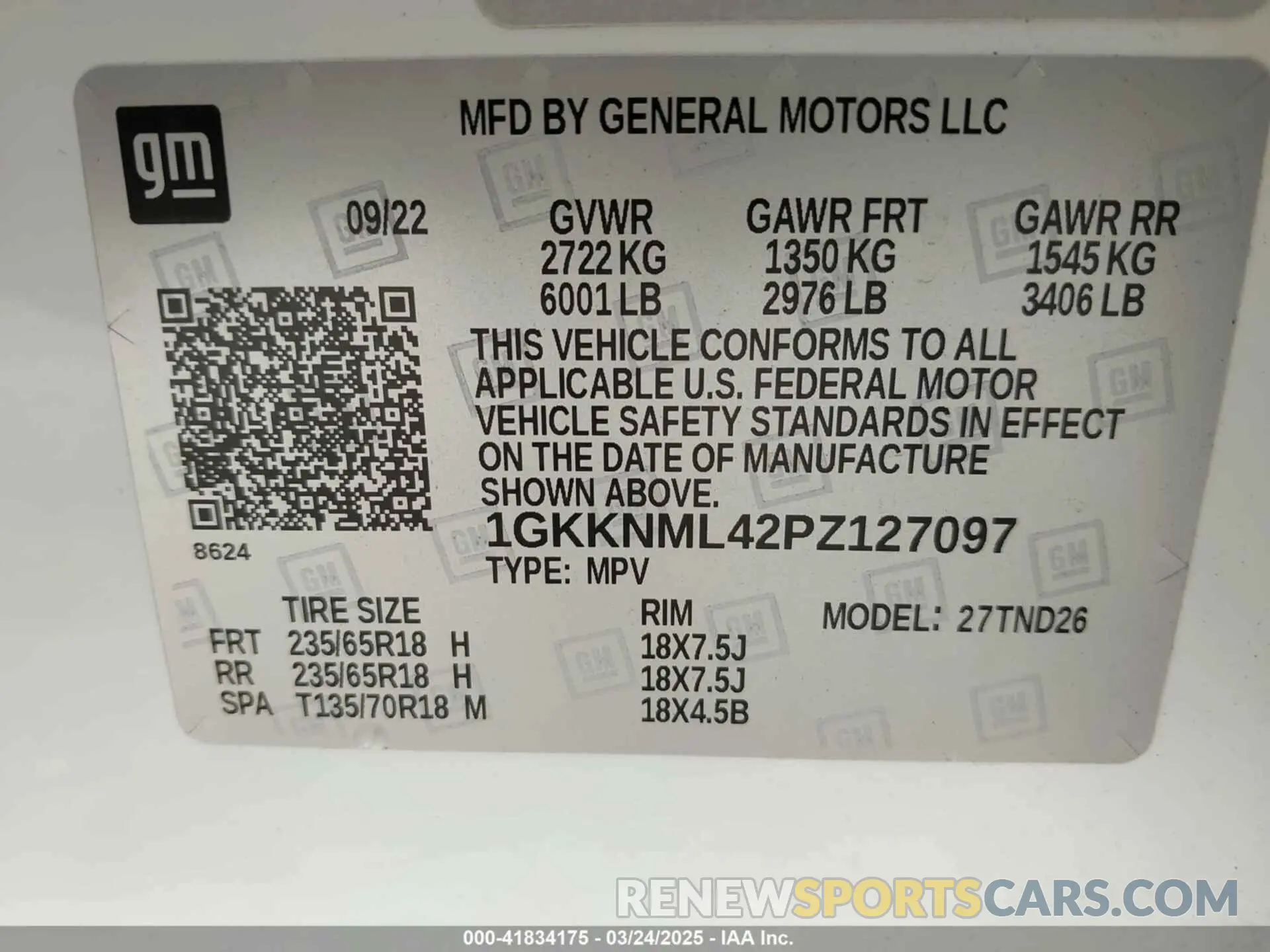 9 Фотография поврежденного автомобиля 1GKKNML42PZ127097 GMC ACADIA 2023