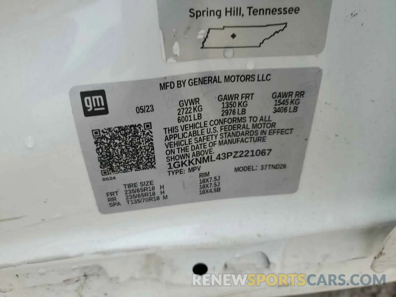 13 Photograph of a damaged car 1GKKNML43PZ221067 GMC ACADIA 2023