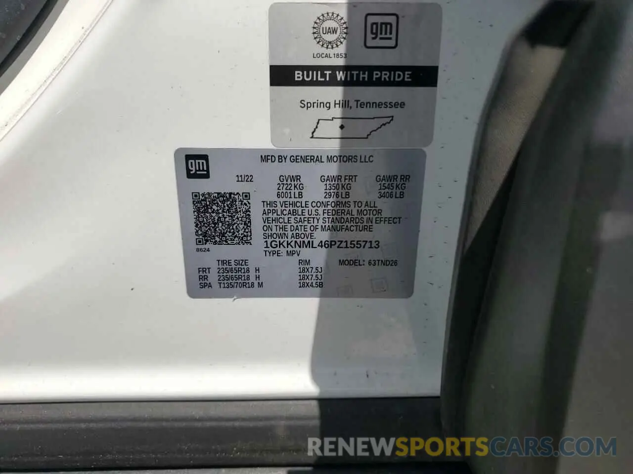 14 Фотография поврежденного автомобиля 1GKKNML46PZ155713 GMC ACADIA 2023