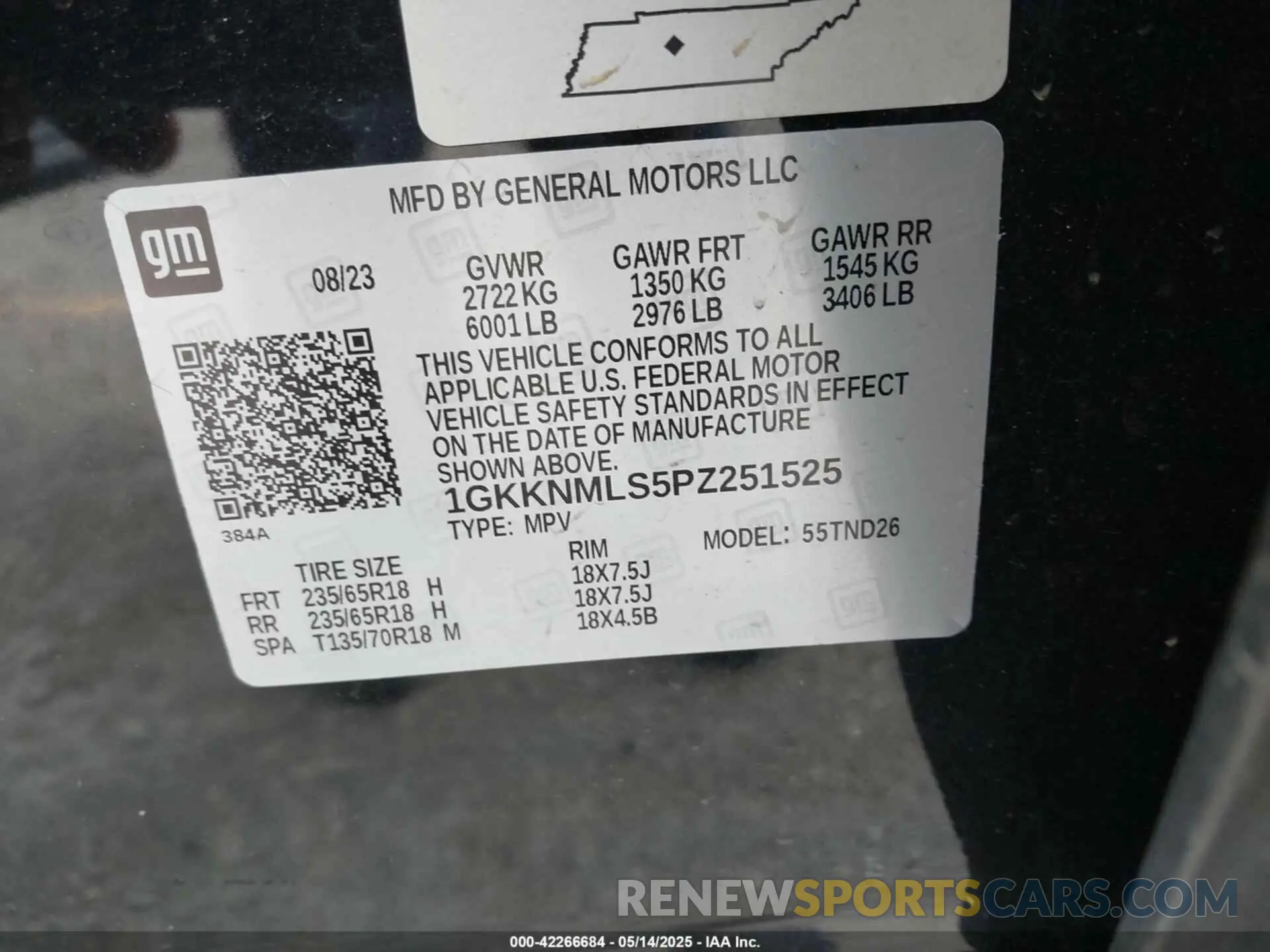 9 Photograph of a damaged car 1GKKNMLS5PZ251525 GMC ACADIA 2023