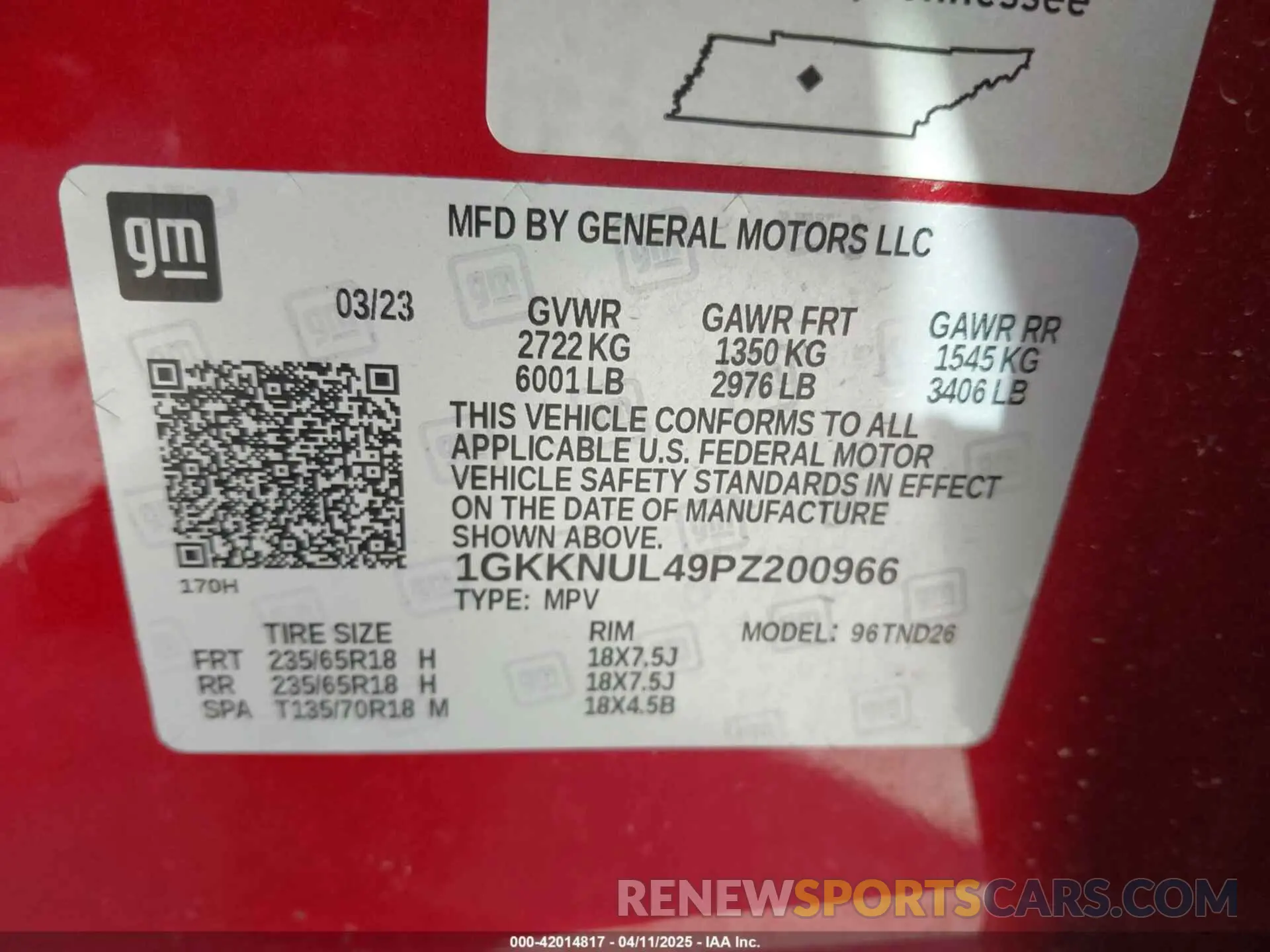 9 Photograph of a damaged car 1GKKNUL49PZ200966 GMC ACADIA 2023