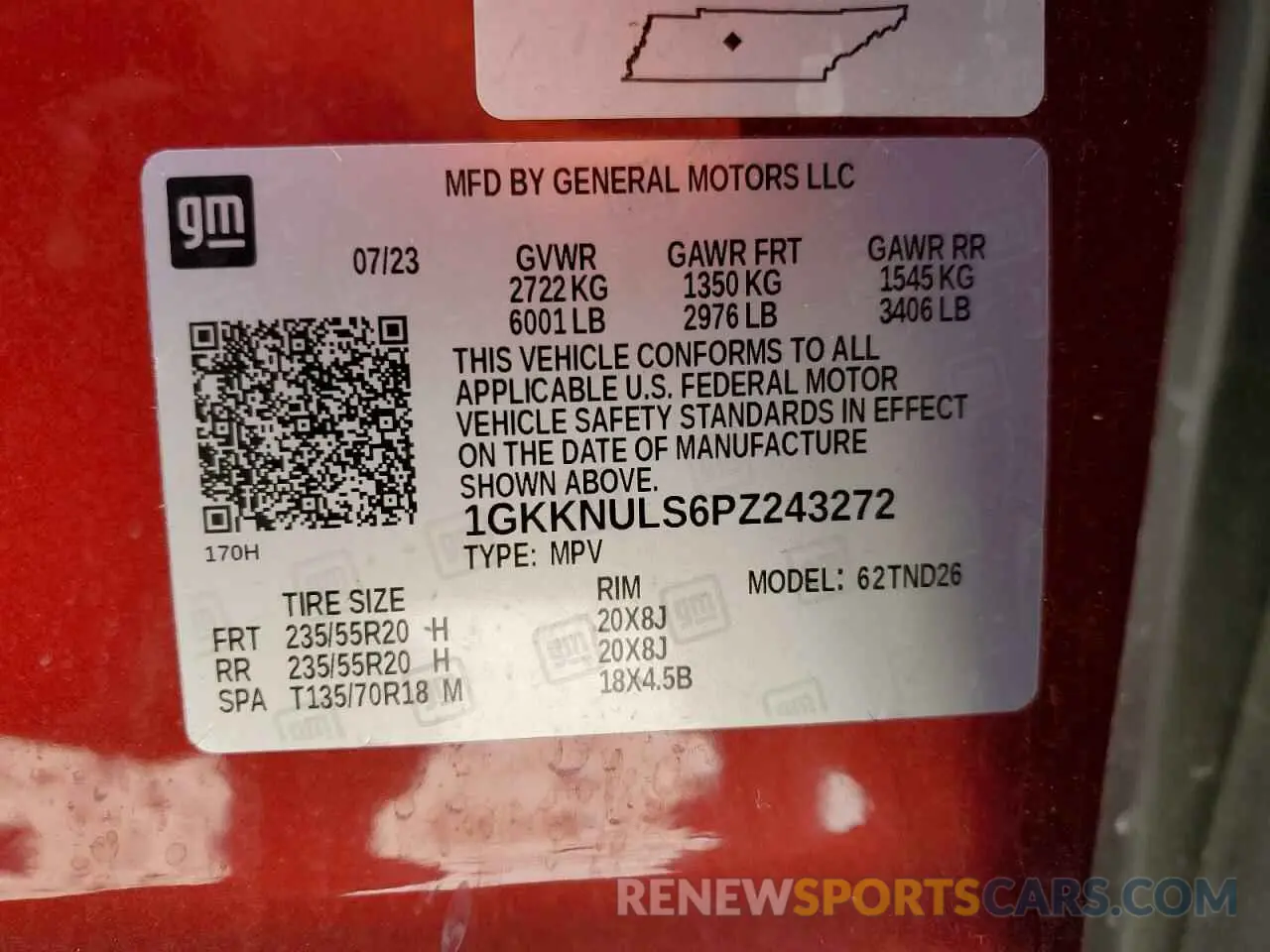 13 Photograph of a damaged car 1GKKNULS6PZ243272 GMC ACADIA 2023