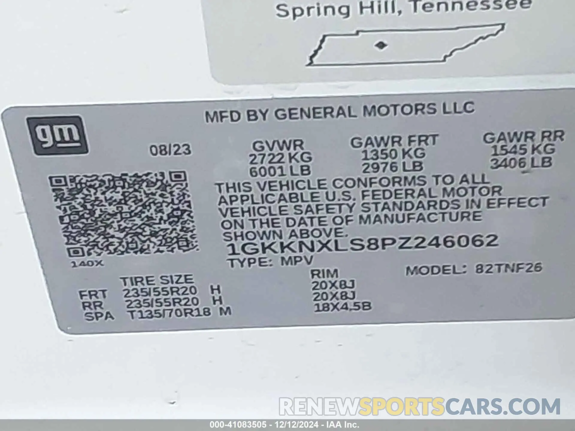 9 Фотография поврежденного автомобиля 1GKKNXLS8PZ246062 GMC ACADIA 2023