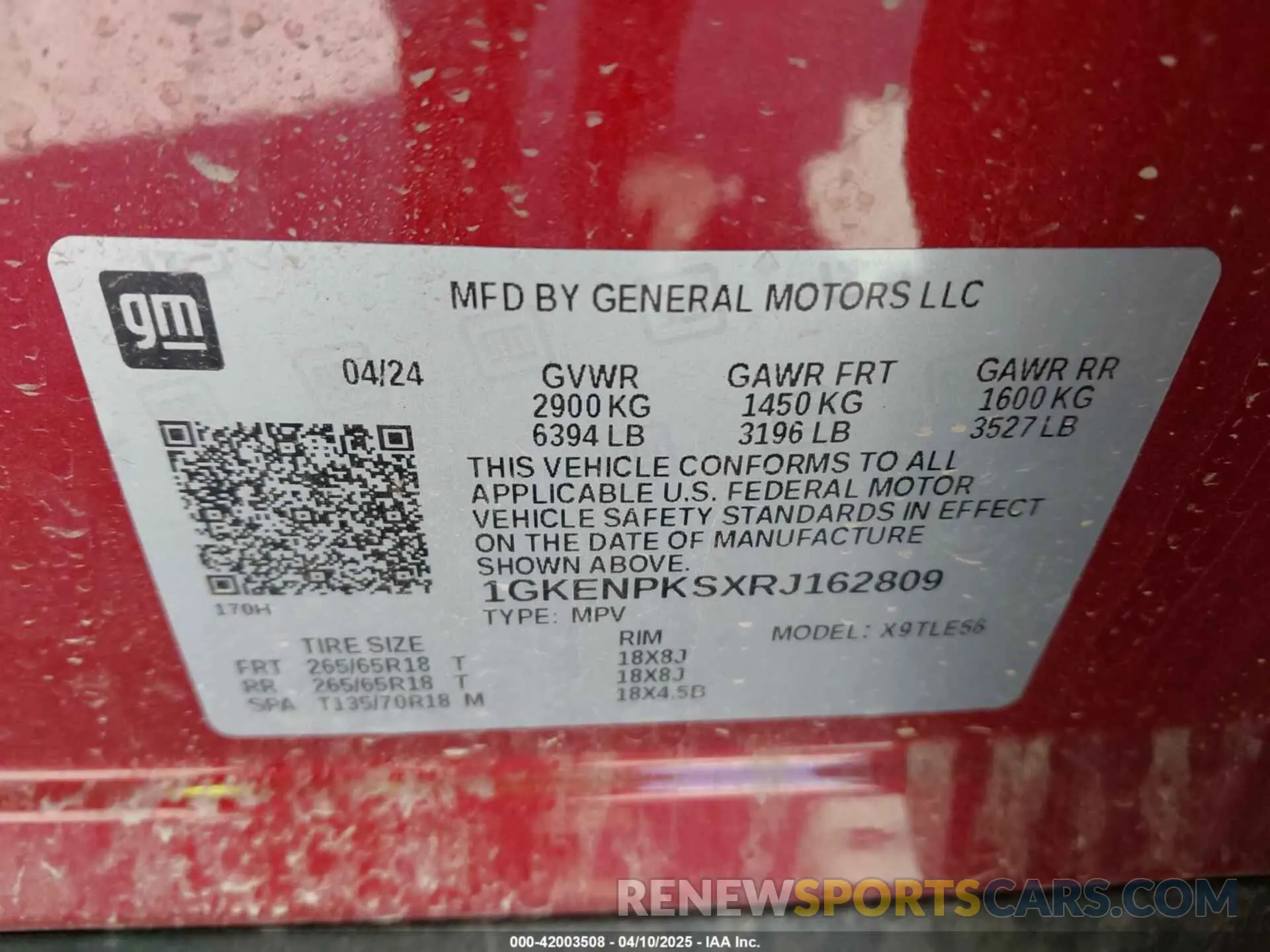 9 Photograph of a damaged car 1GKENPKSXRJ162809 GMC ACADIA 2024