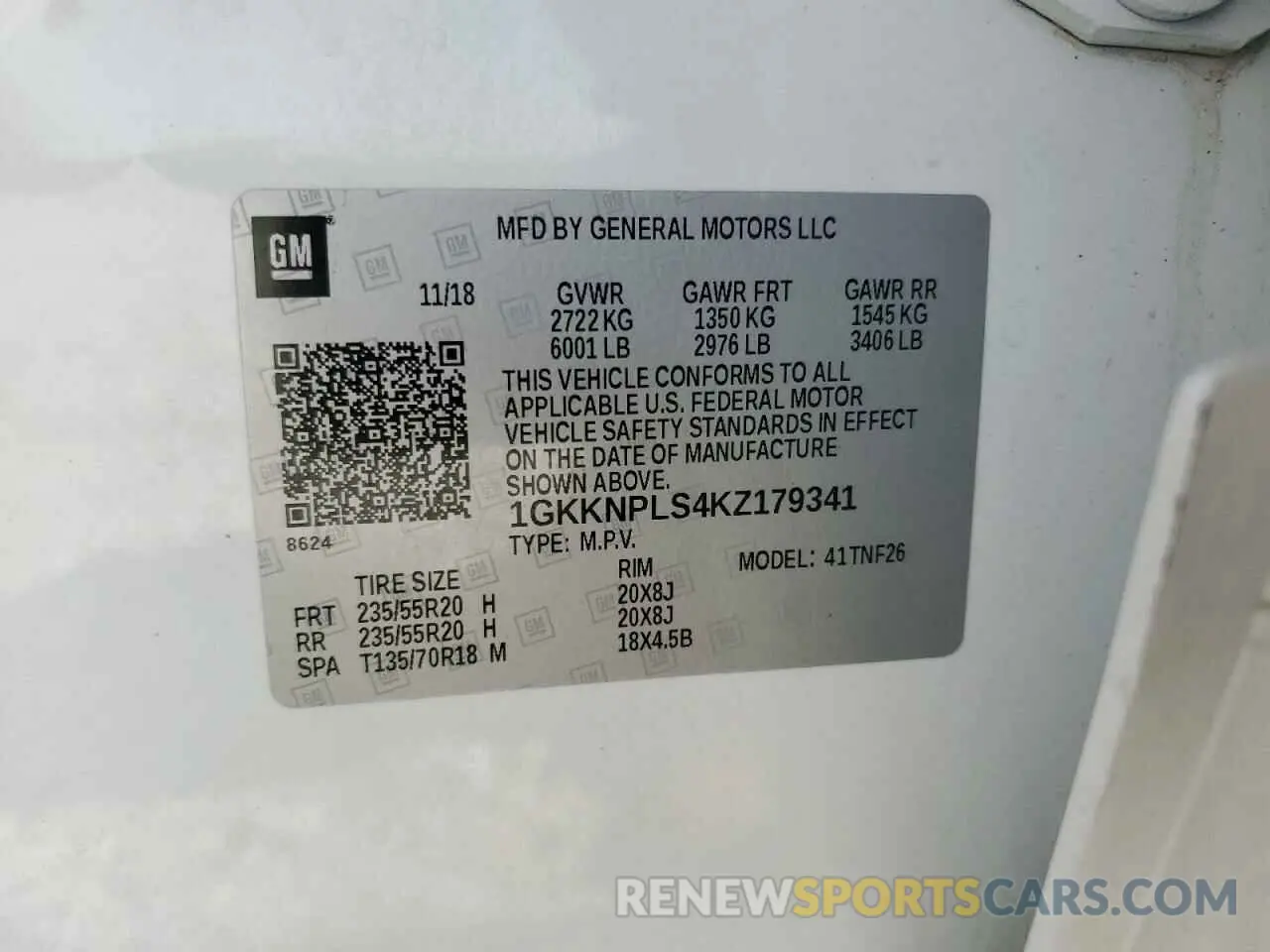 14 Фотография поврежденного автомобиля 1GKKNPLS4KZ179341 GMC ACADIA DEN 2019