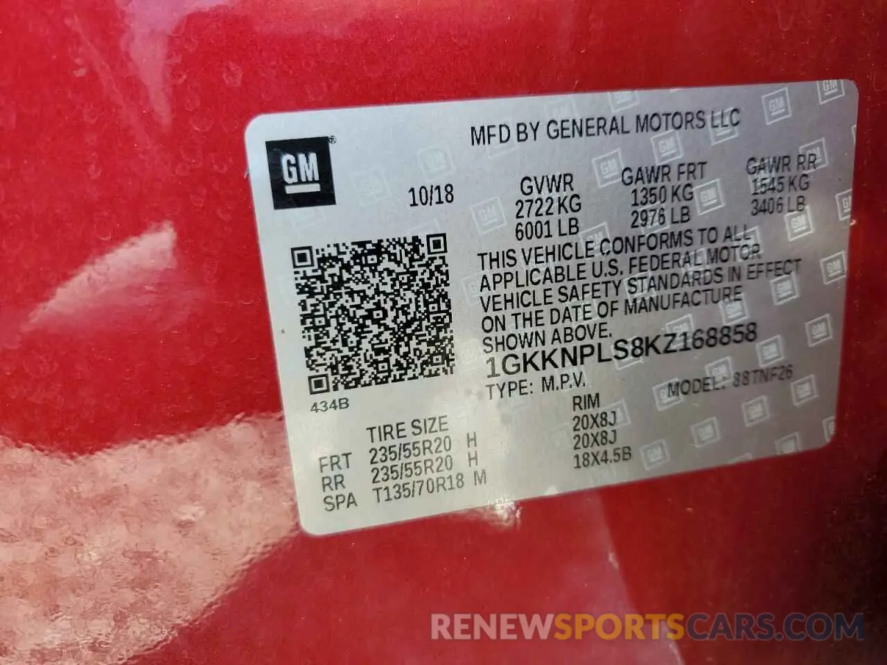 13 Photograph of a damaged car 1GKKNPLS8KZ168858 GMC ACADIA DEN 2019