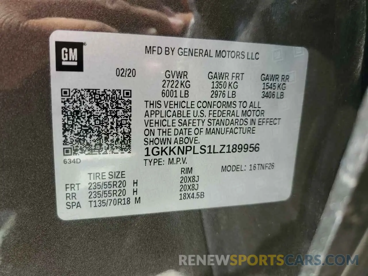 13 Photograph of a damaged car 1GKKNPLS1LZ189956 GMC ACADIA DEN 2020