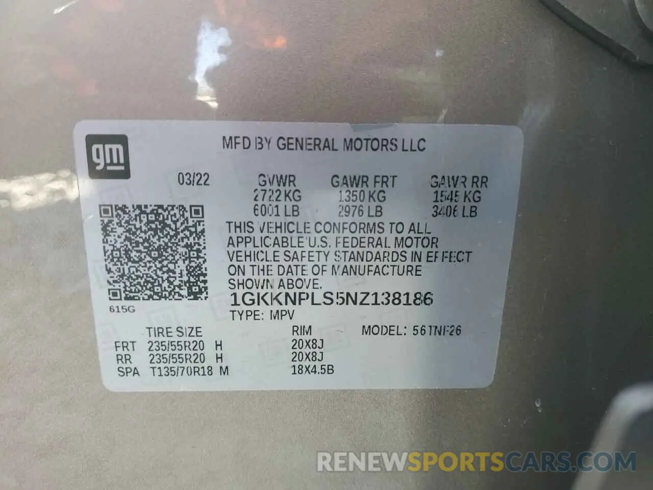 13 Фотография поврежденного автомобиля 1GKKNPLS5NZ138186 GMC ACADIA DEN 2022