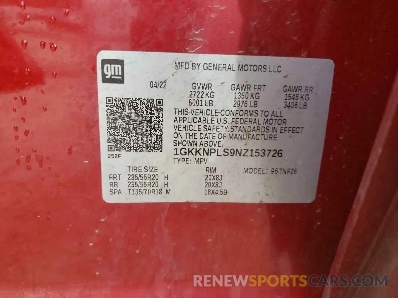 15 Фотография поврежденного автомобиля 1GKKNPLS9NZ153726 GMC ACADIA DEN 2022