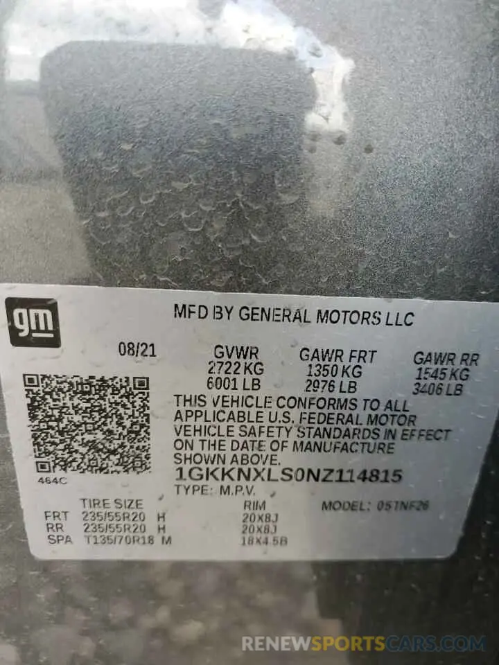 12 Фотография поврежденного автомобиля 1GKKNXLS0NZ114815 GMC ACADIA DEN 2022
