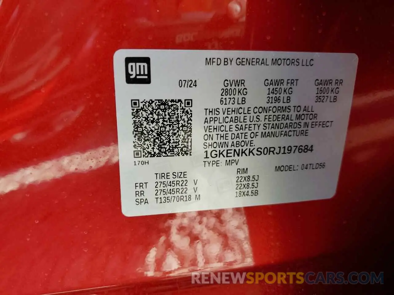 13 Photograph of a damaged car 1GKENKKS0RJ197684 GMC ACADIA UPL 2024