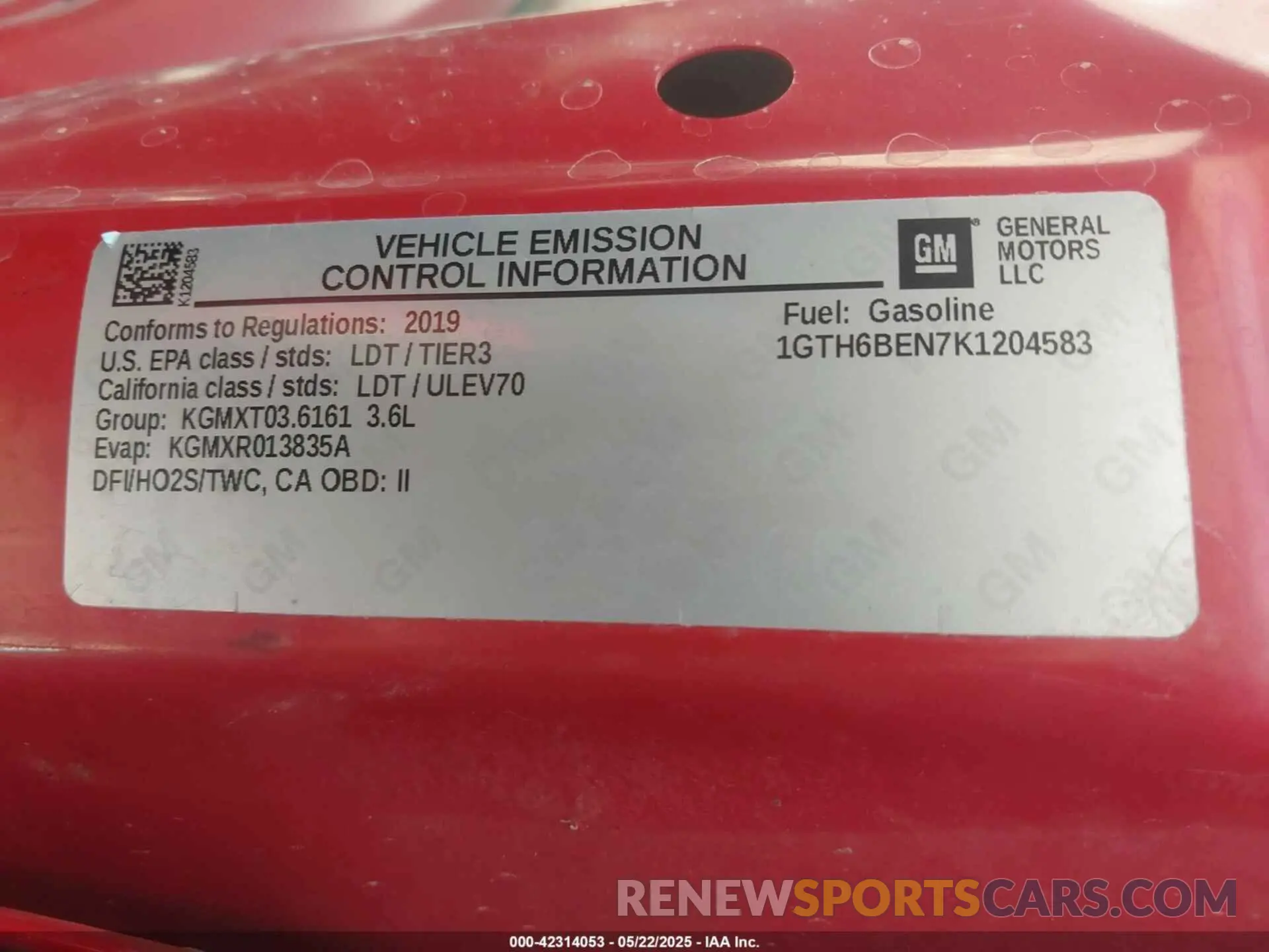 9 Photograph of a damaged car 1GTH6BEN7K1204583 GMC CANYON 2019