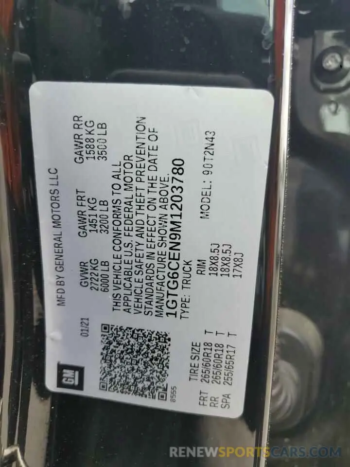 12 Фотография поврежденного автомобиля 1GTG6CEN9M1203780 GMC CANYON 2021
