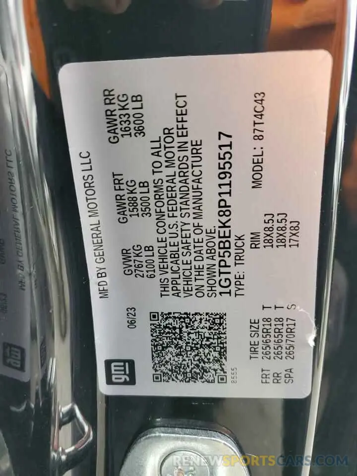 13 Фотография поврежденного автомобиля 1GTP5BEK8P1195517 GMC CANYON 2023