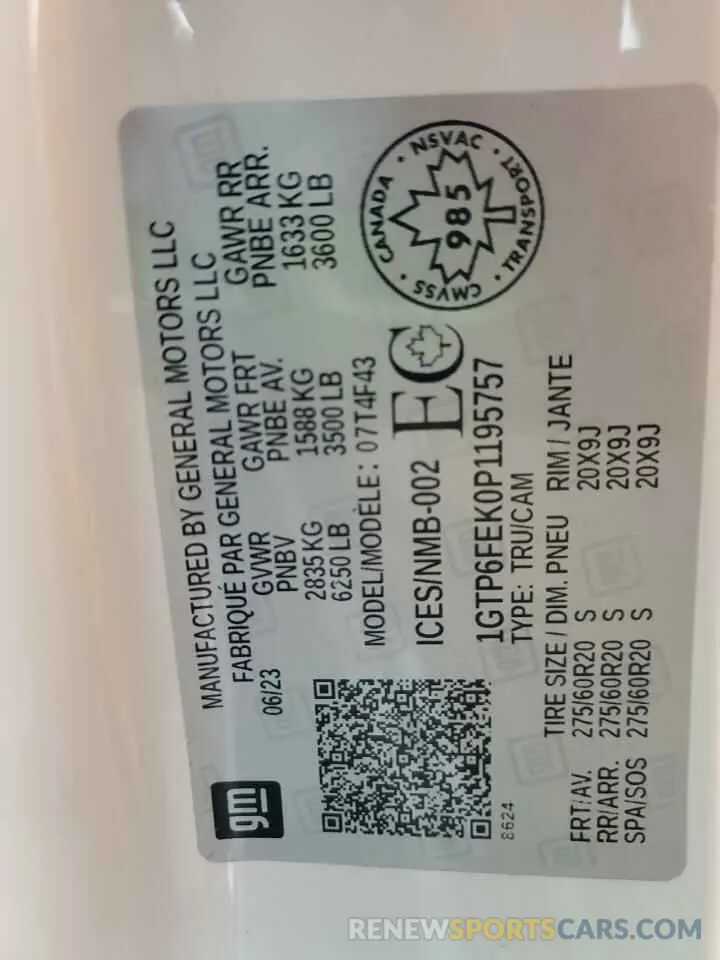 13 Фотография поврежденного автомобиля 1GTP6FEK0P1195757 GMC CANYON 2023
