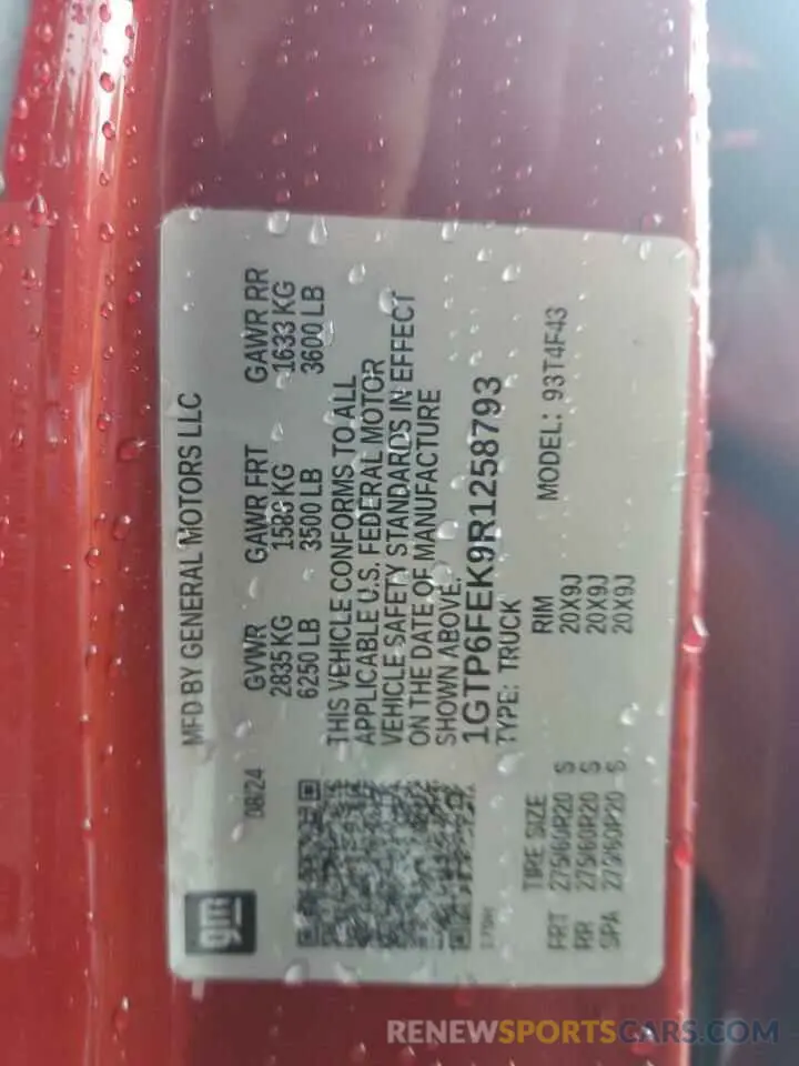 13 Фотография поврежденного автомобиля 1GTP6FEK9R1258793 GMC CANYON 2024
