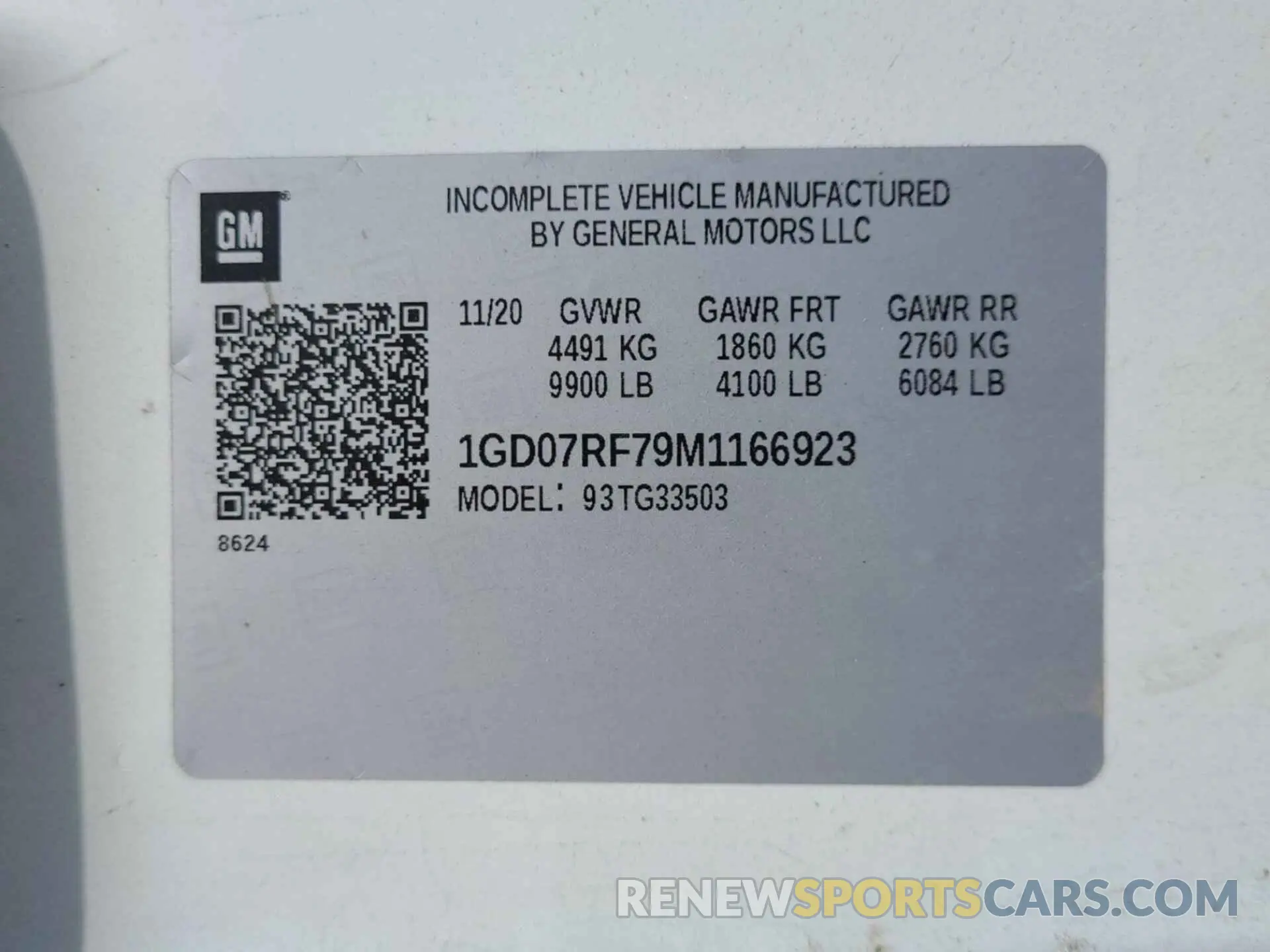 10 Photograph of a damaged car 1GD07RF79M1166923 GMC SAVANA 2021