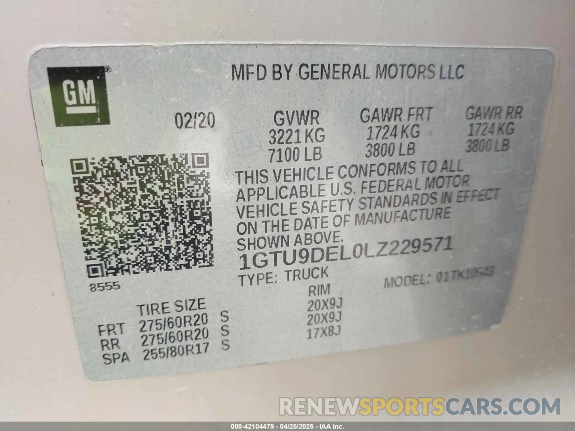9 Фотография поврежденного автомобиля 1GTU9DEL0LZ229571 GMC SIERRA 1500 2020