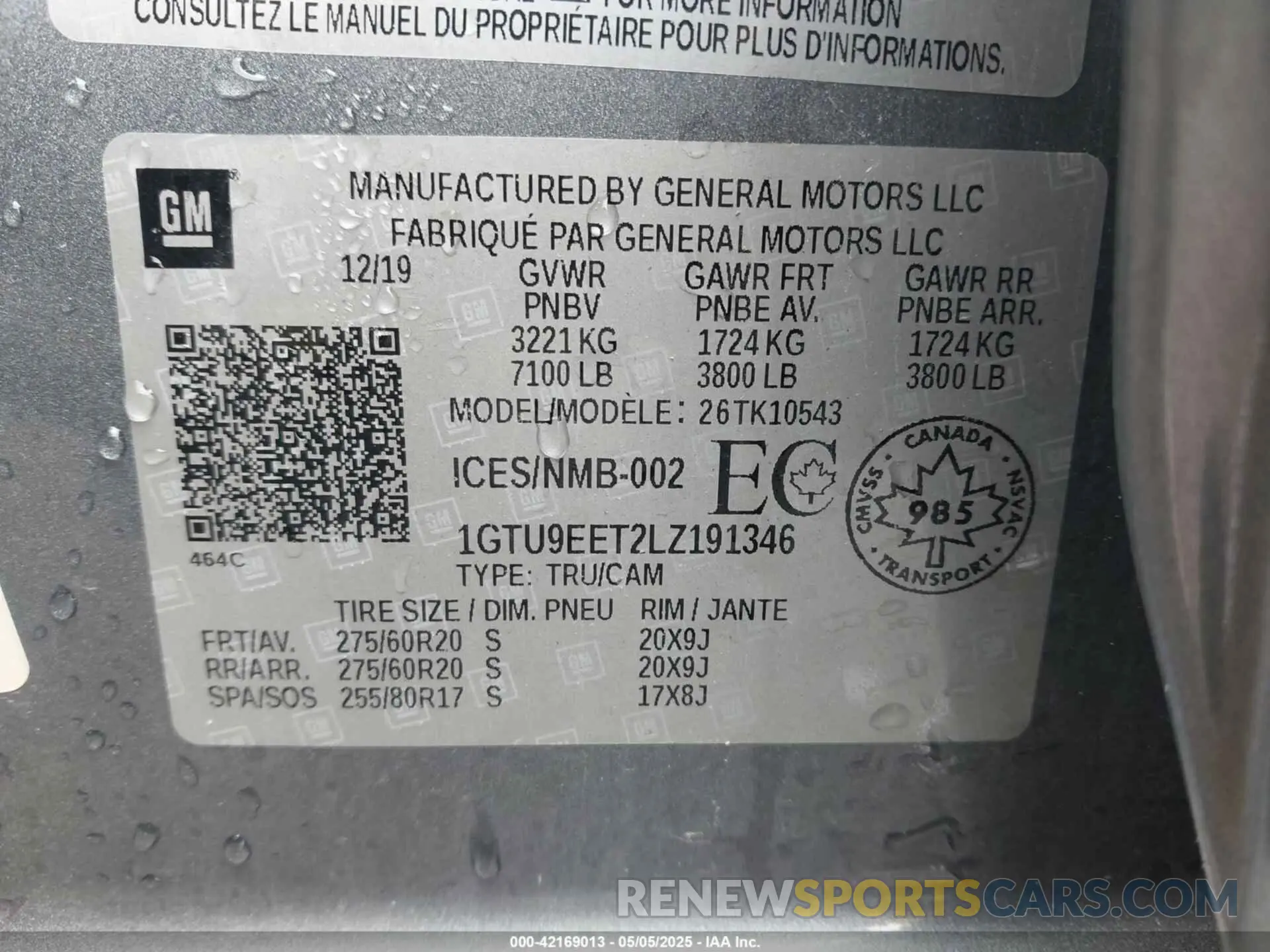 9 Фотография поврежденного автомобиля 1GTU9EET2LZ191346 GMC SIERRA 1500 2020