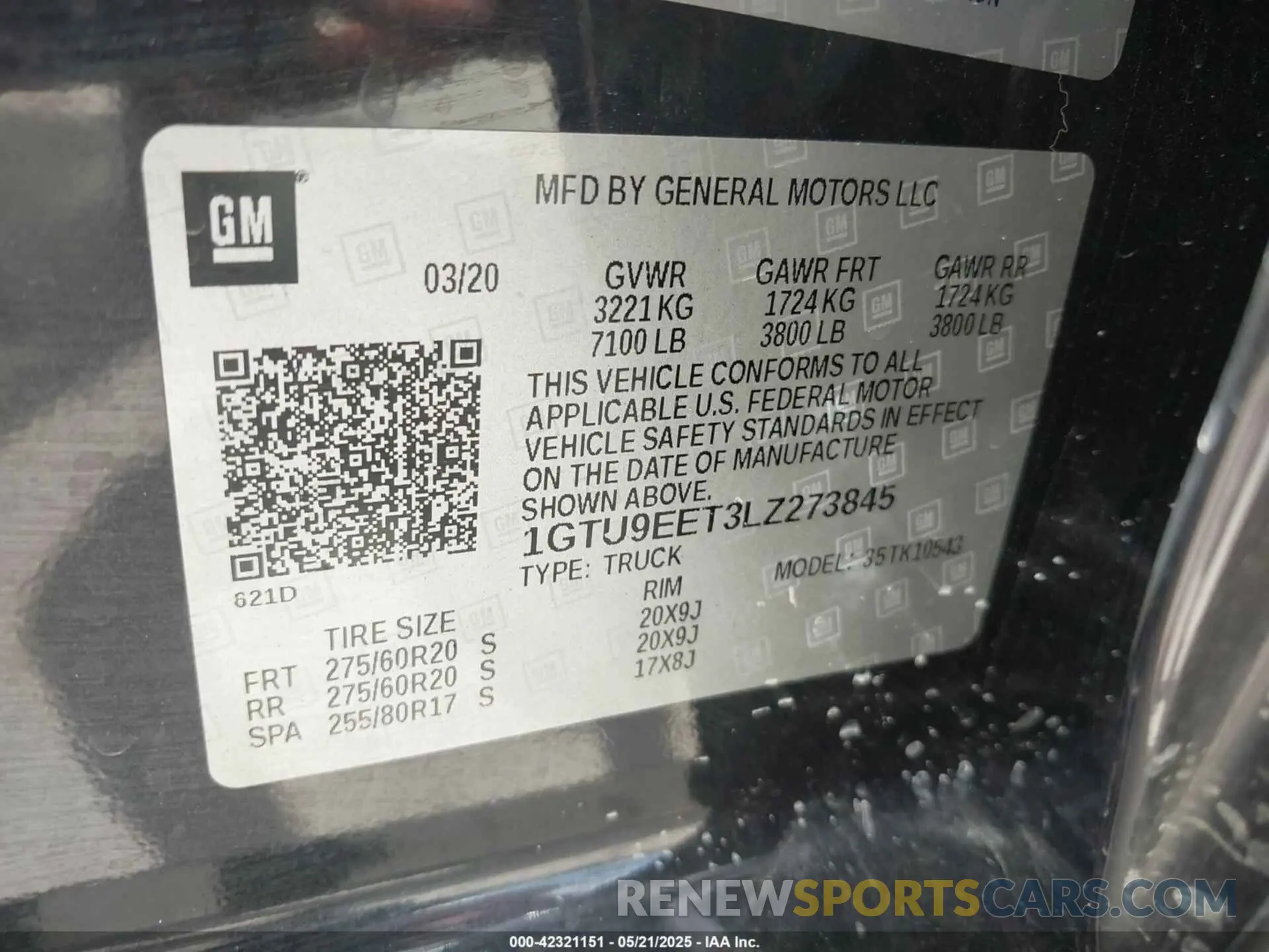 9 Фотография поврежденного автомобиля 1GTU9EET3LZ273845 GMC SIERRA 1500 2020