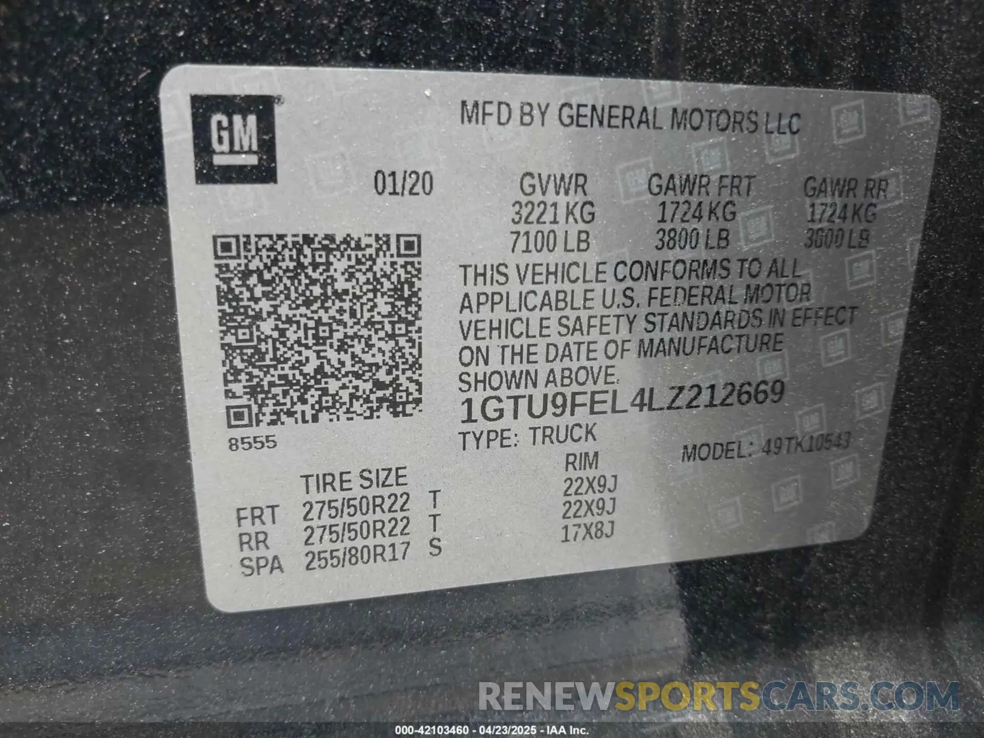 9 Фотография поврежденного автомобиля 1GTU9FEL4LZ212669 GMC SIERRA 1500 2020
