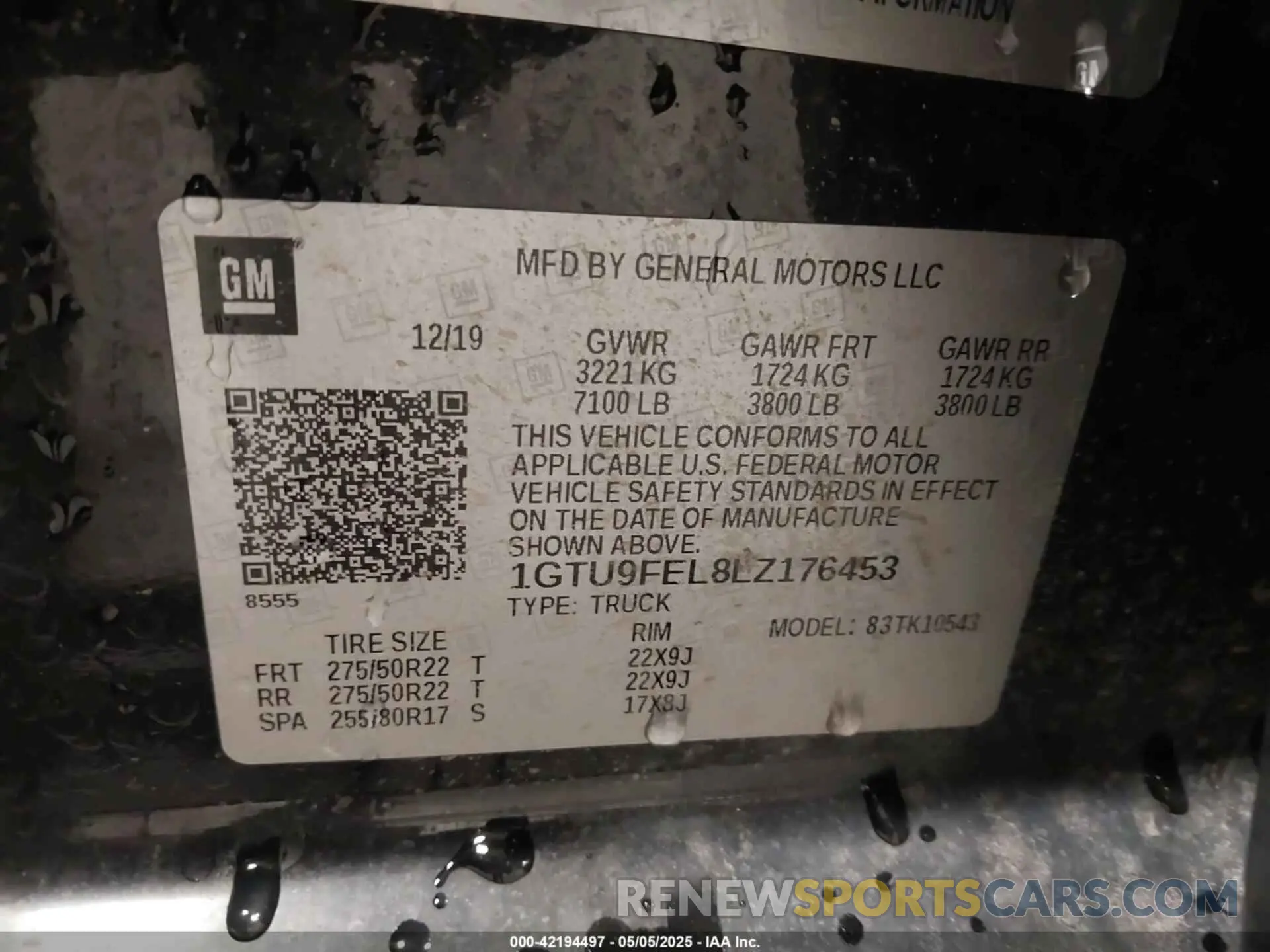 9 Фотография поврежденного автомобиля 1GTU9FEL8LZ176453 GMC SIERRA 1500 2020