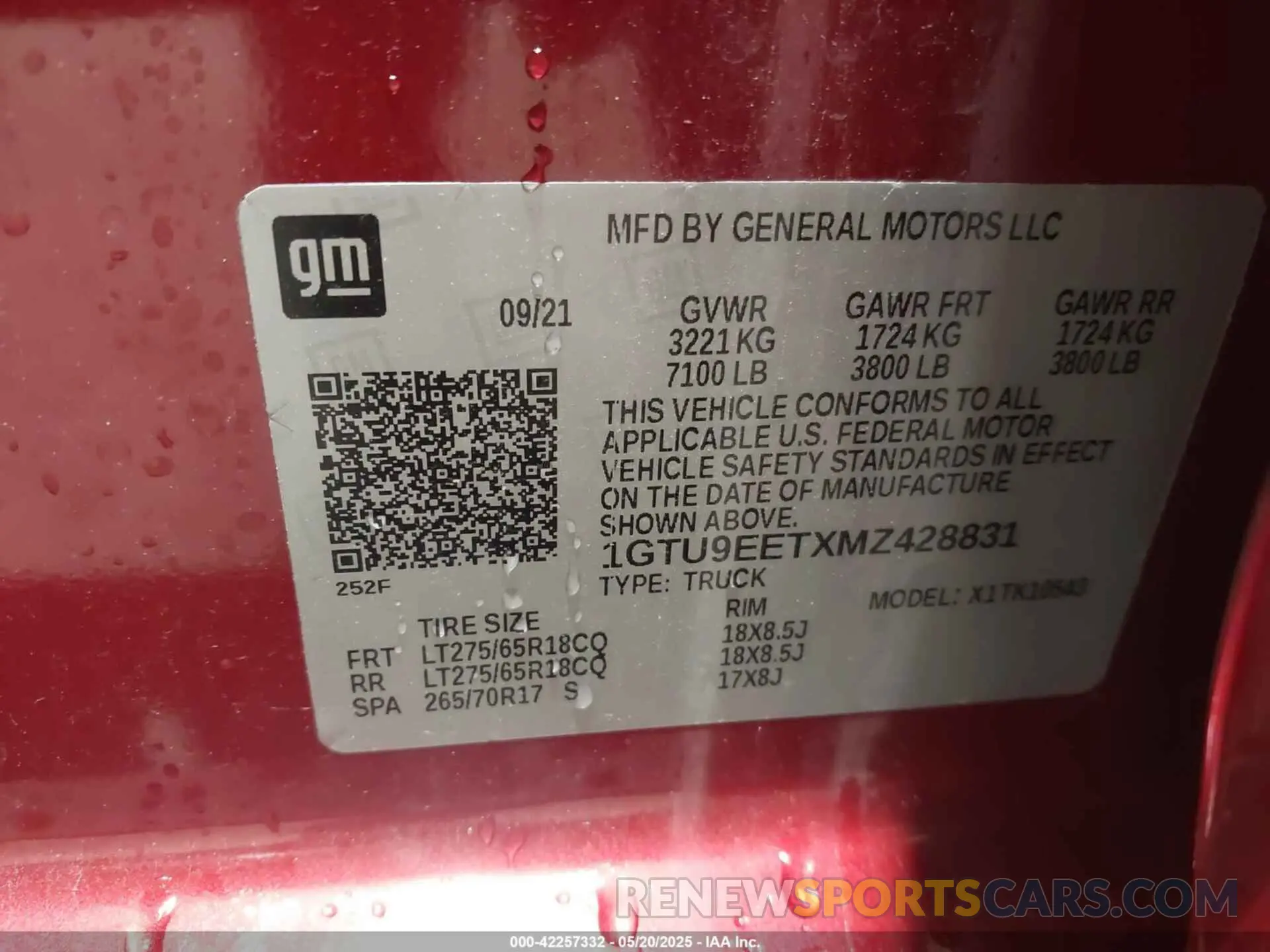 9 Фотография поврежденного автомобиля 1GTU9EETXMZ428831 GMC SIERRA 1500 2021