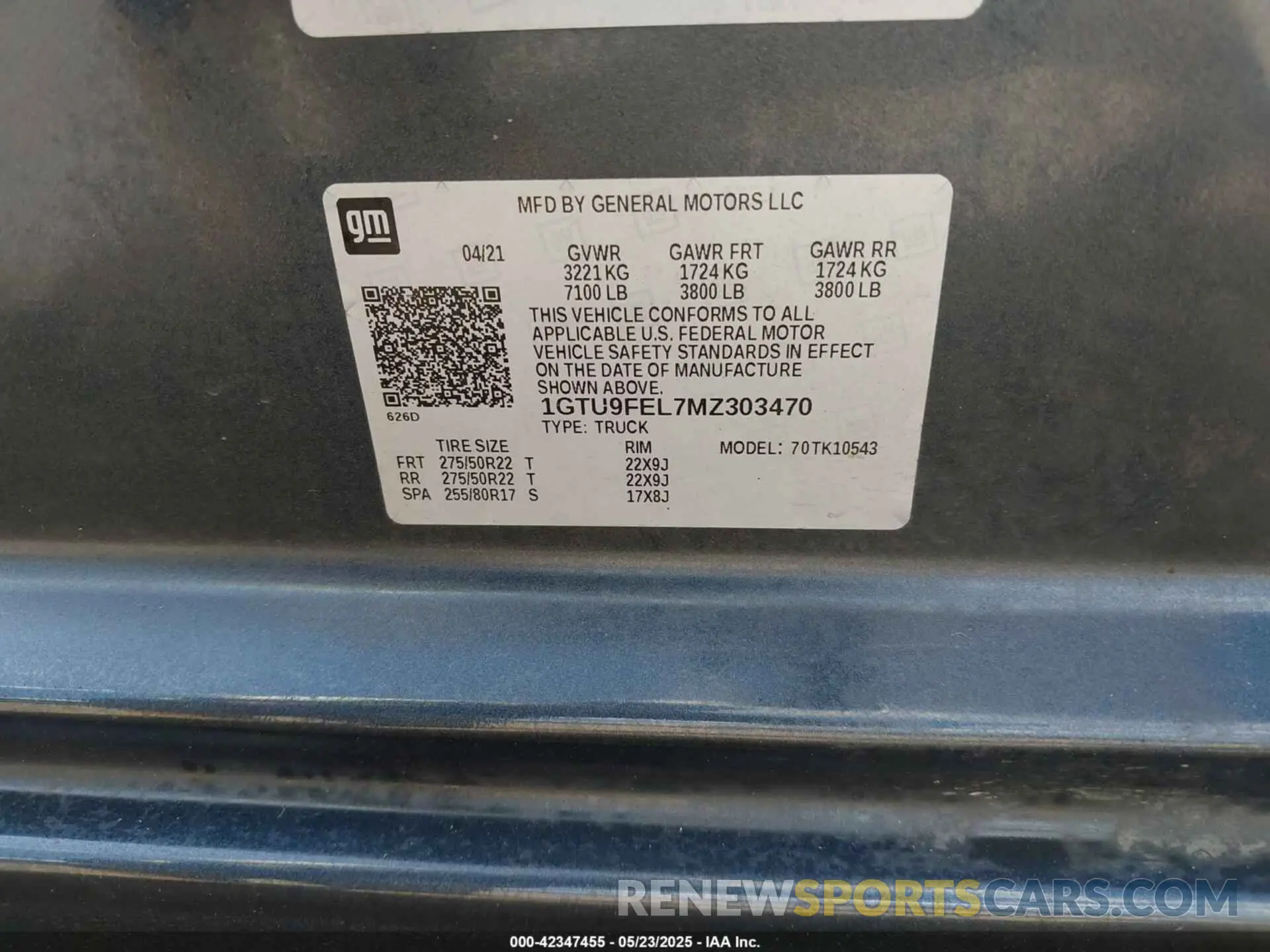9 Фотография поврежденного автомобиля 1GTU9FEL7MZ303470 GMC SIERRA 1500 2021