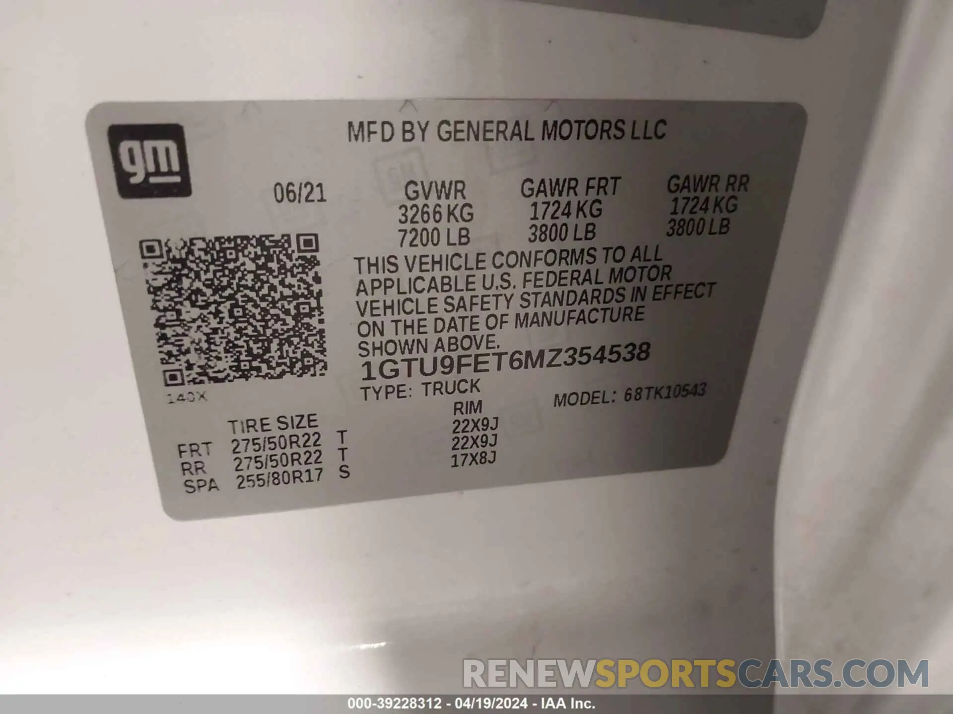 9 Фотография поврежденного автомобиля 1GTU9FET6MZ354538 GMC SIERRA 1500 2021