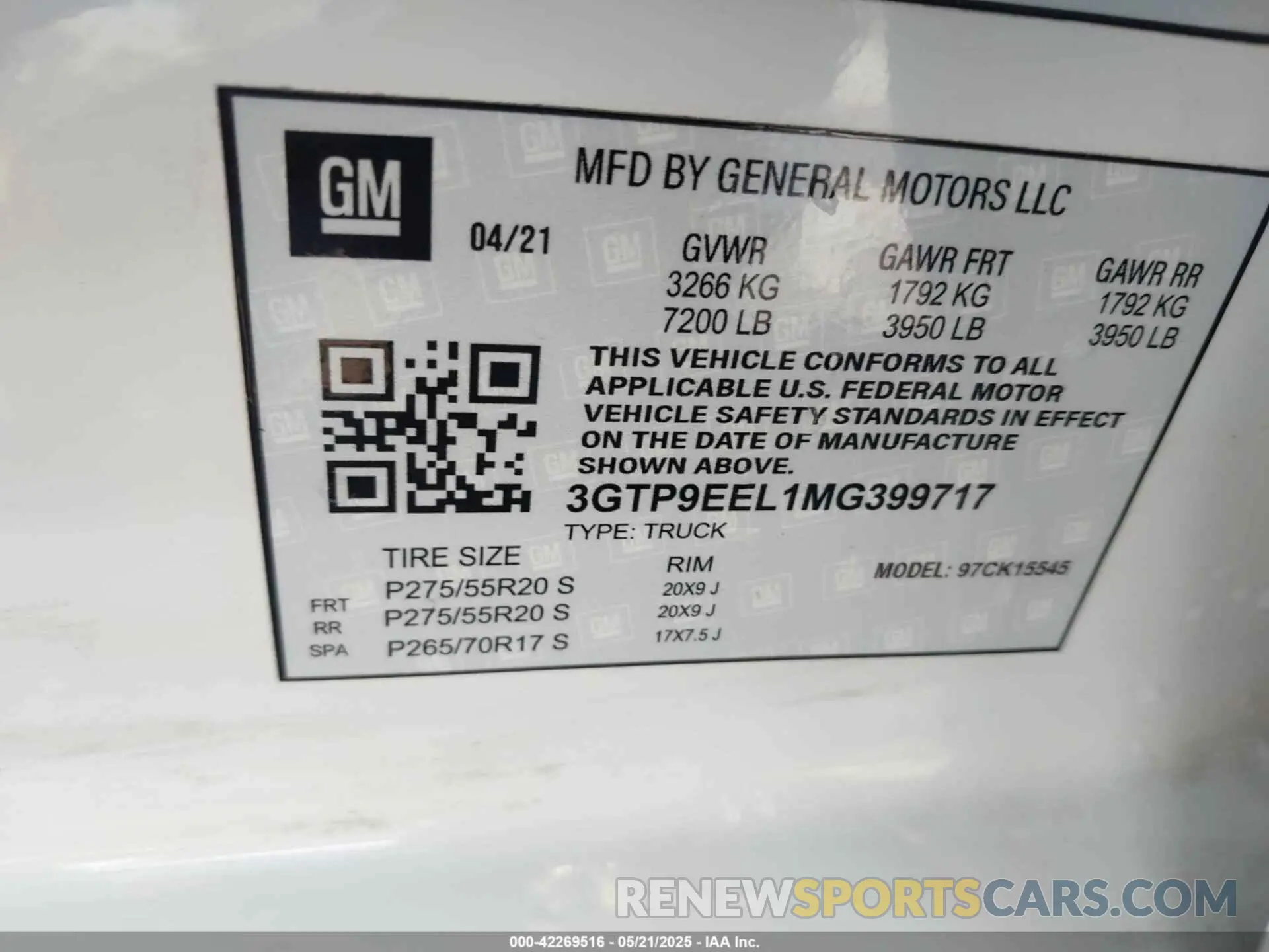 9 Photograph of a damaged car 3GTP9EEL1MG399717 GMC SIERRA 1500 2021
