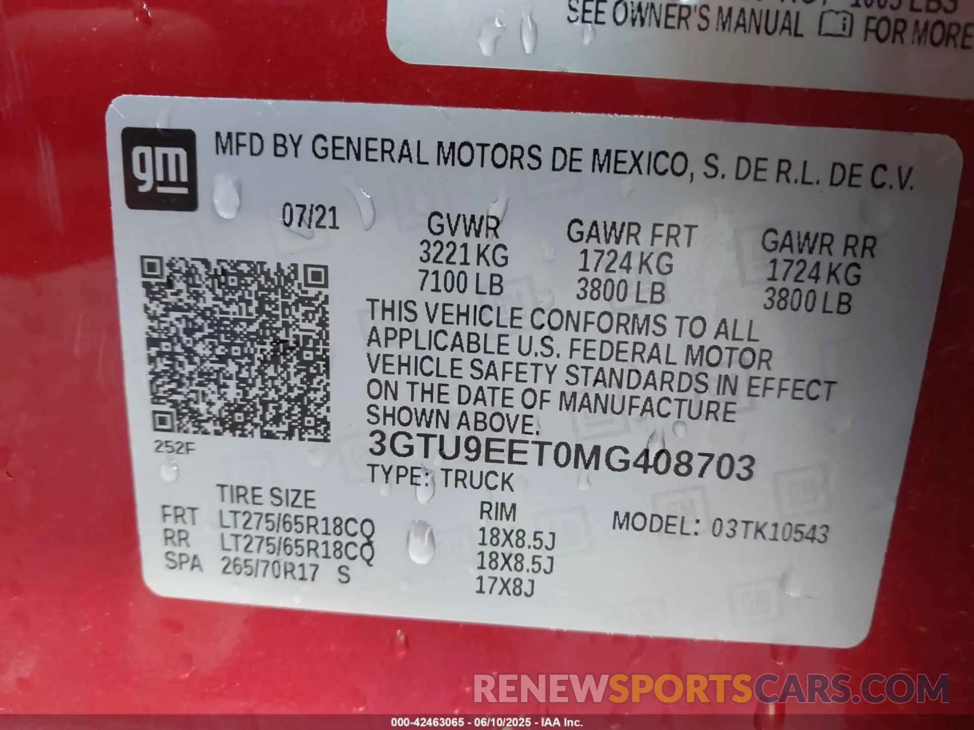 9 Photograph of a damaged car 3GTU9EET0MG408703 GMC SIERRA 1500 2021