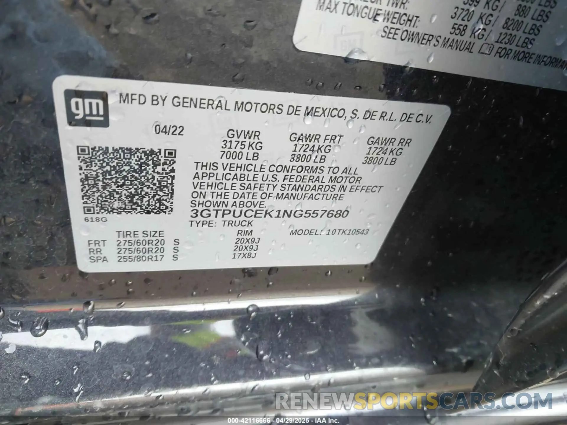 9 Photograph of a damaged car 3GTPUCEK1NG557680 GMC SIERRA 1500 2022