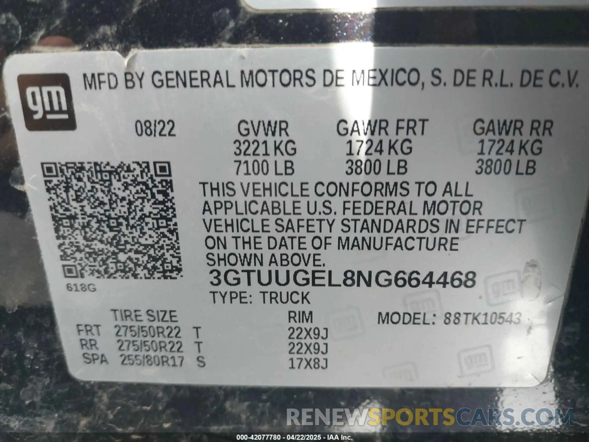 9 Фотография поврежденного автомобиля 3GTUUGEL8NG664468 GMC SIERRA 1500 2022