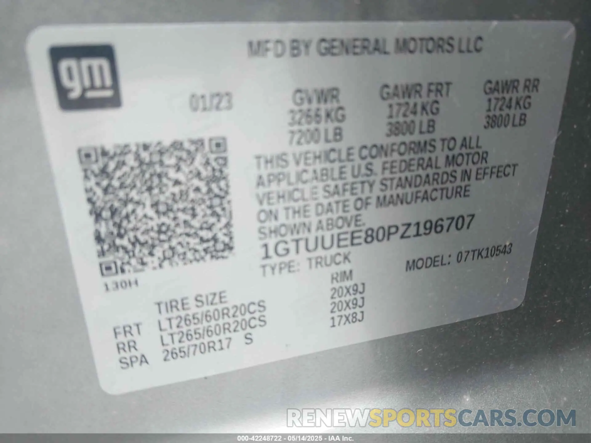 9 Фотография поврежденного автомобиля 1GTUUEE80PZ196707 GMC SIERRA 1500 2023