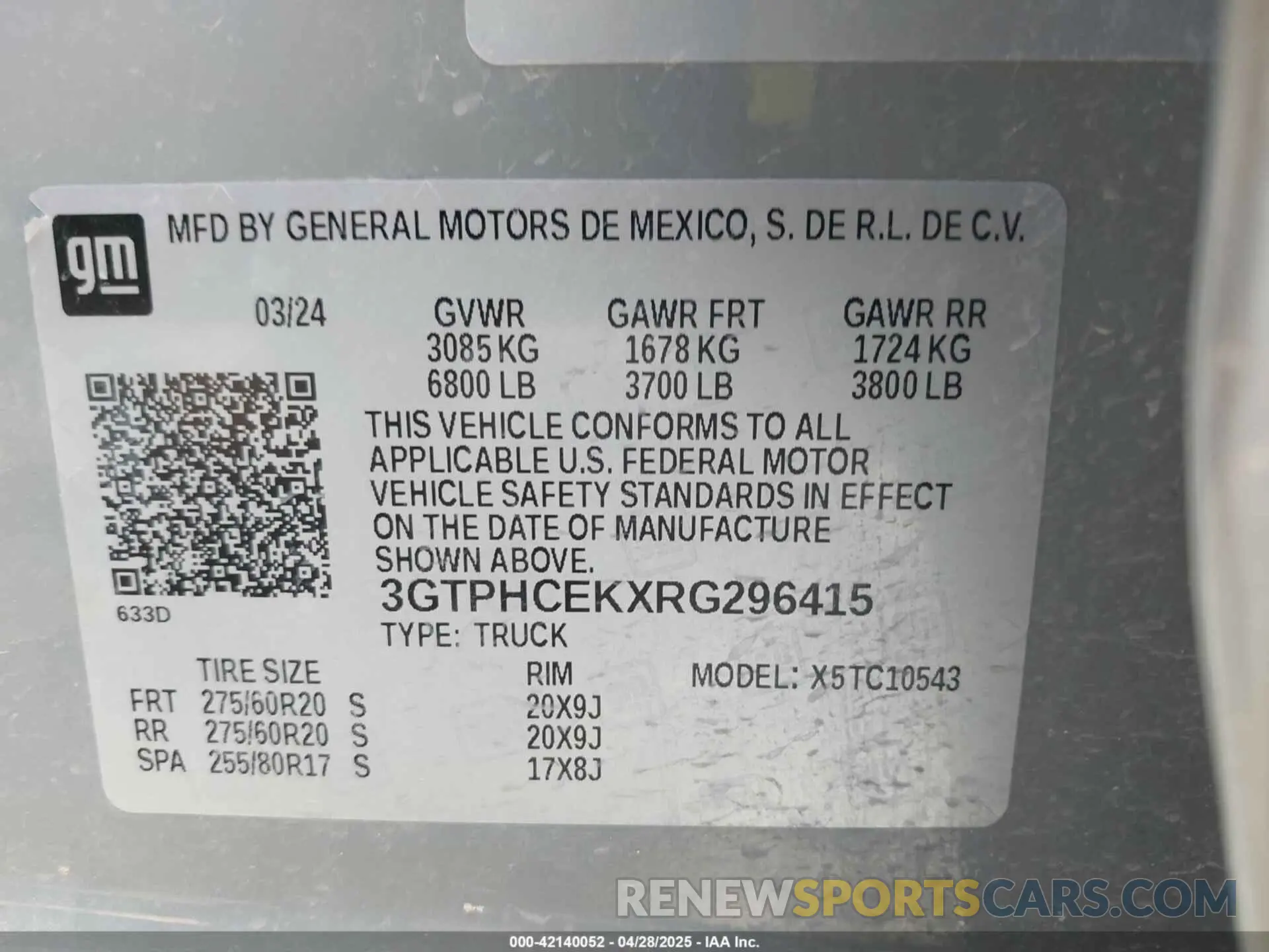 9 Photograph of a damaged car 3GTPHCEKXRG296415 GMC SIERRA 1500 2024