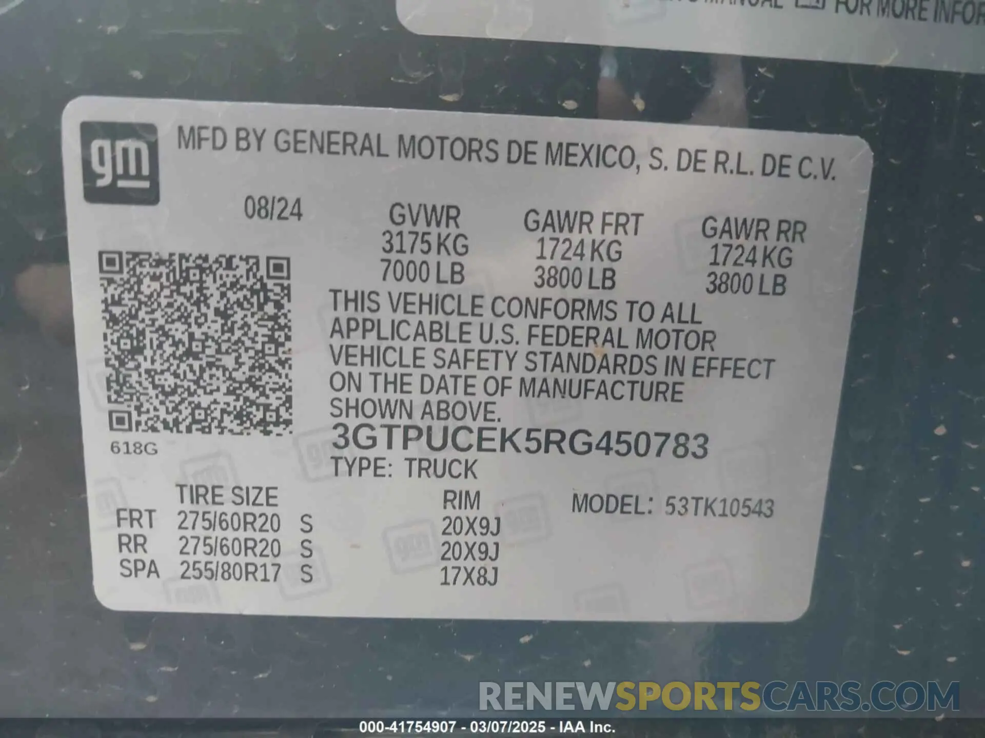 9 Фотография поврежденного автомобиля 3GTPUCEK5RG450783 GMC SIERRA 1500 2024