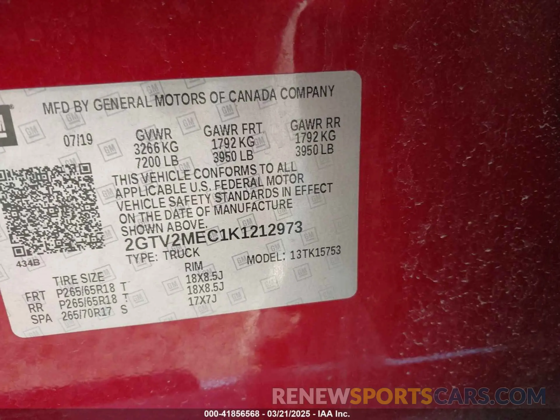 9 Photograph of a damaged car 2GTV2MEC1K1212973 GMC SIERRA 1500 LIMITED 2019