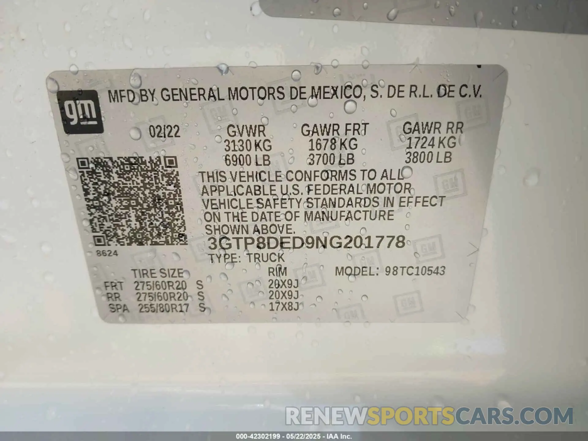9 Фотография поврежденного автомобиля 3GTP8DED9NG201778 GMC SIERRA 1500 LIMITED 2022