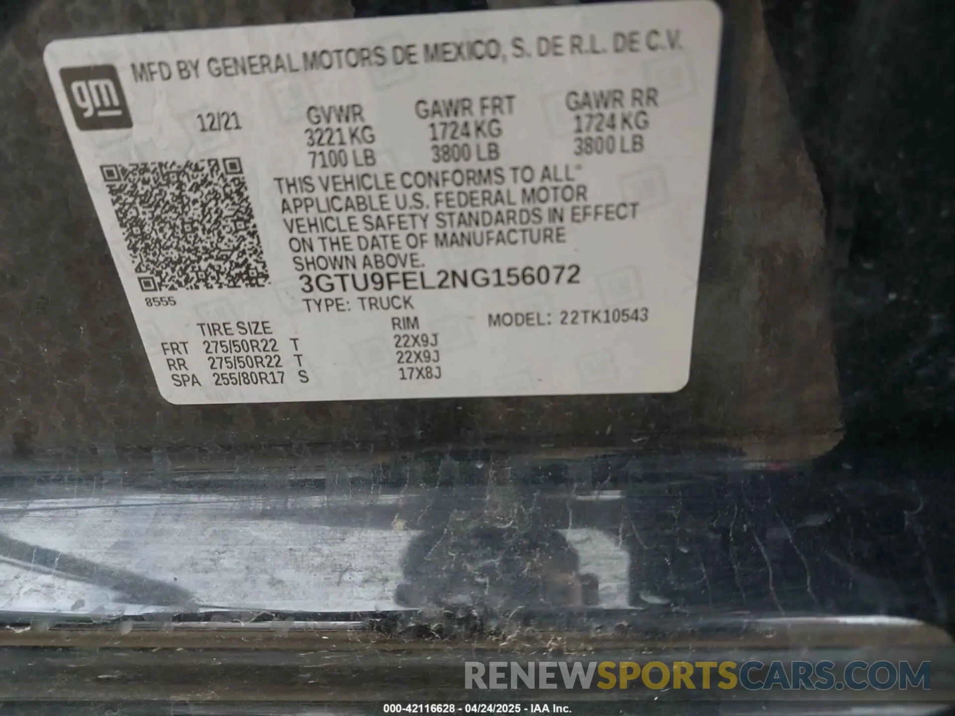 9 Photograph of a damaged car 3GTU9FEL2NG156072 GMC SIERRA 1500 LIMITED 2022