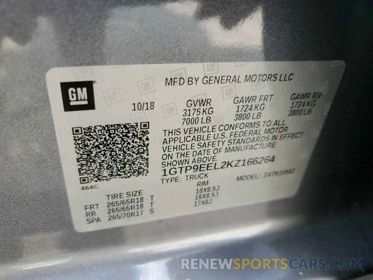 12 Photograph of a damaged car 1GTP9EEL2KZ166264 GMC SIERRA 2019