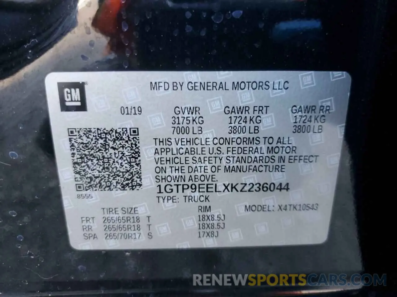 13 Фотография поврежденного автомобиля 1GTP9EELXKZ236044 GMC SIERRA 2019