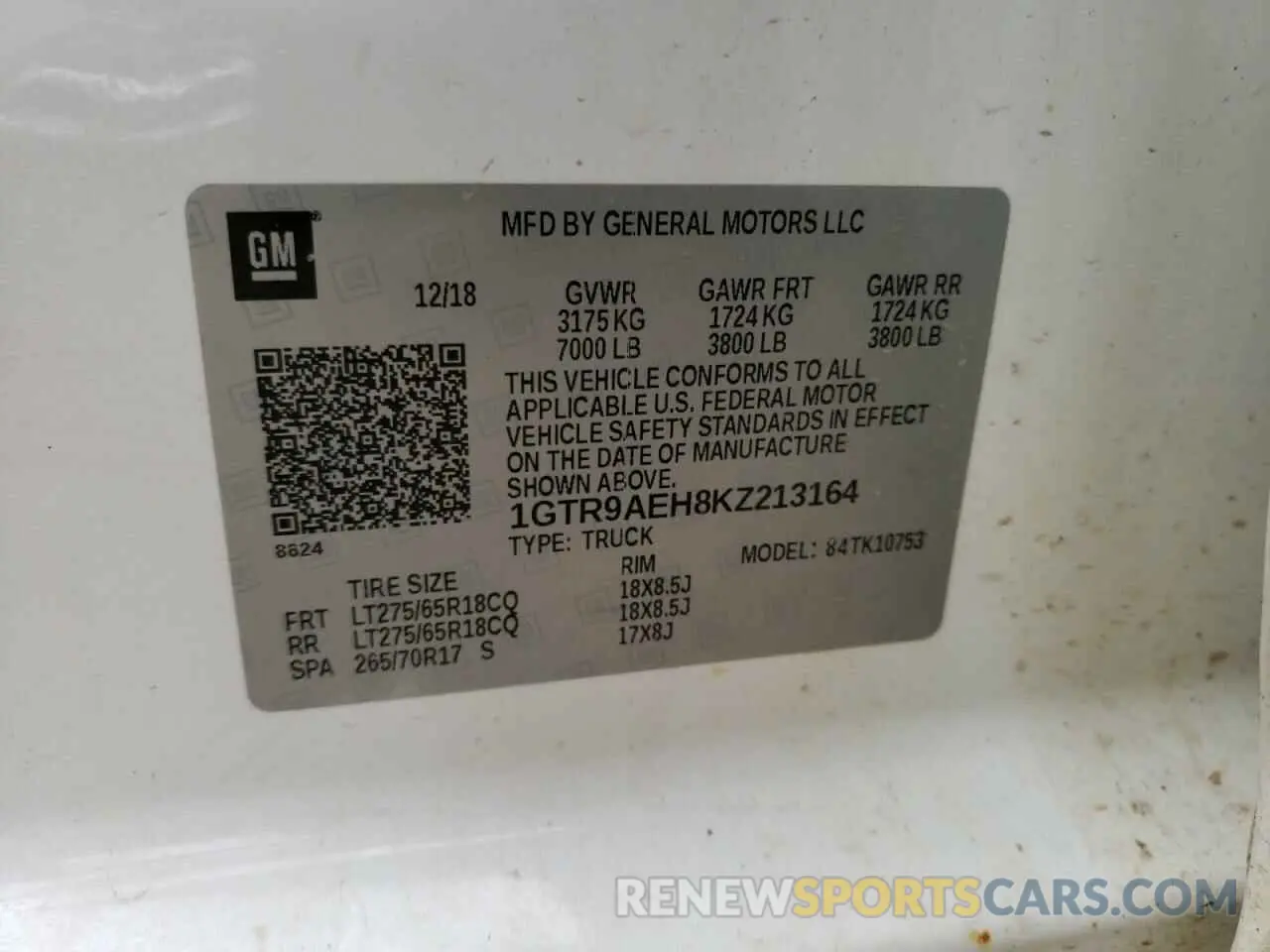 12 Фотография поврежденного автомобиля 1GTR9AEH8KZ213164 GMC SIERRA 2019