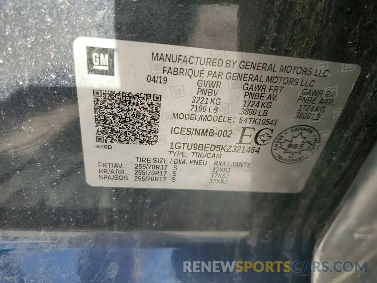 12 Photograph of a damaged car 1GTU9BED5KZ321464 GMC SIERRA 2019