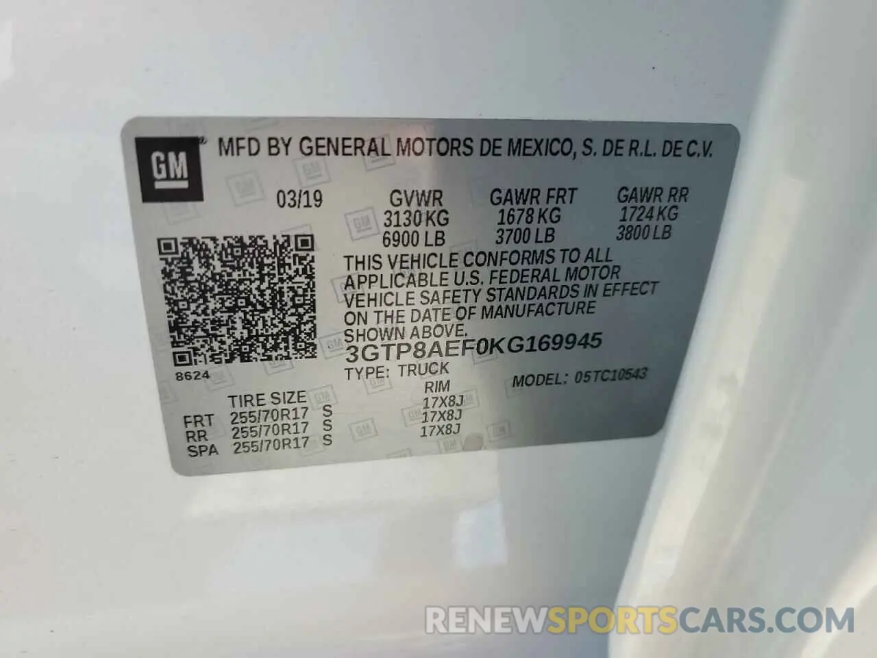13 Photograph of a damaged car 3GTP8AEF0KG169945 GMC SIERRA 2019