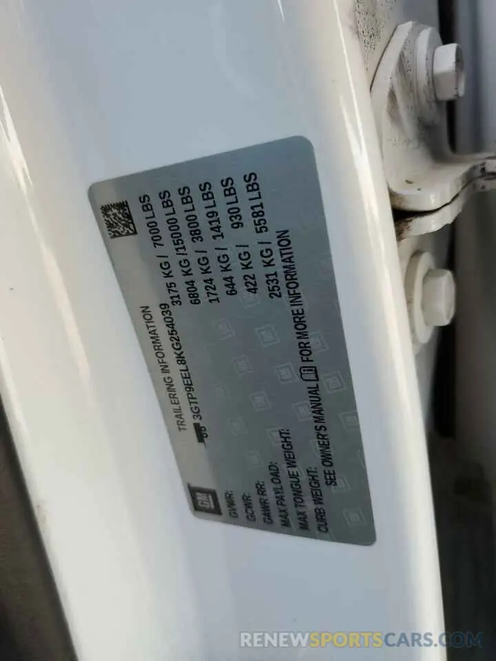 12 Photograph of a damaged car 3GTP9EEL8KG254039 GMC SIERRA 2019